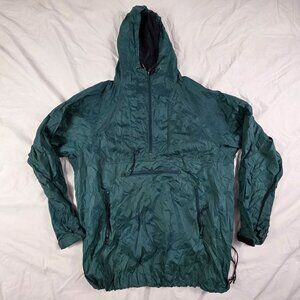 Vintage REI Mens Large Green Anorak Nylon Pullover Hooded Jacket Lightweight